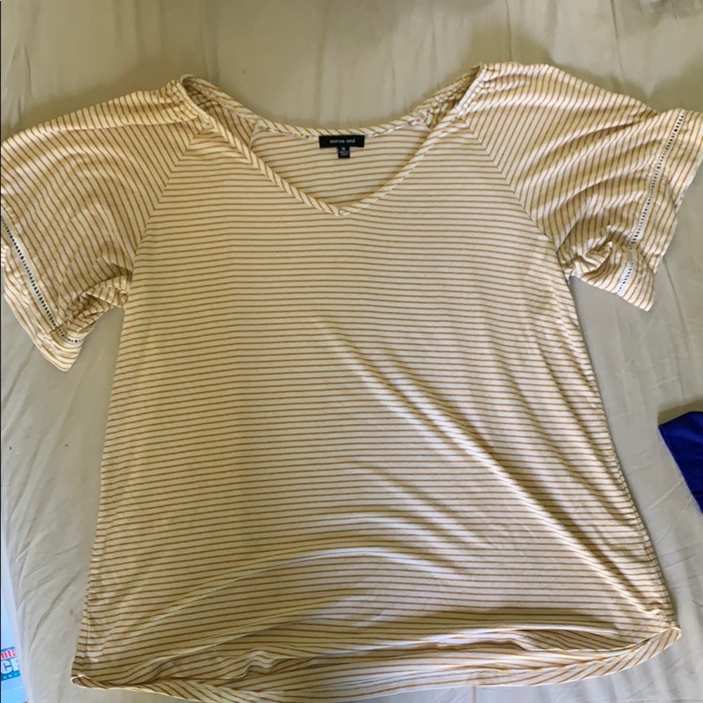 Verve Ami - XL - NWOT - mustard striped shirt